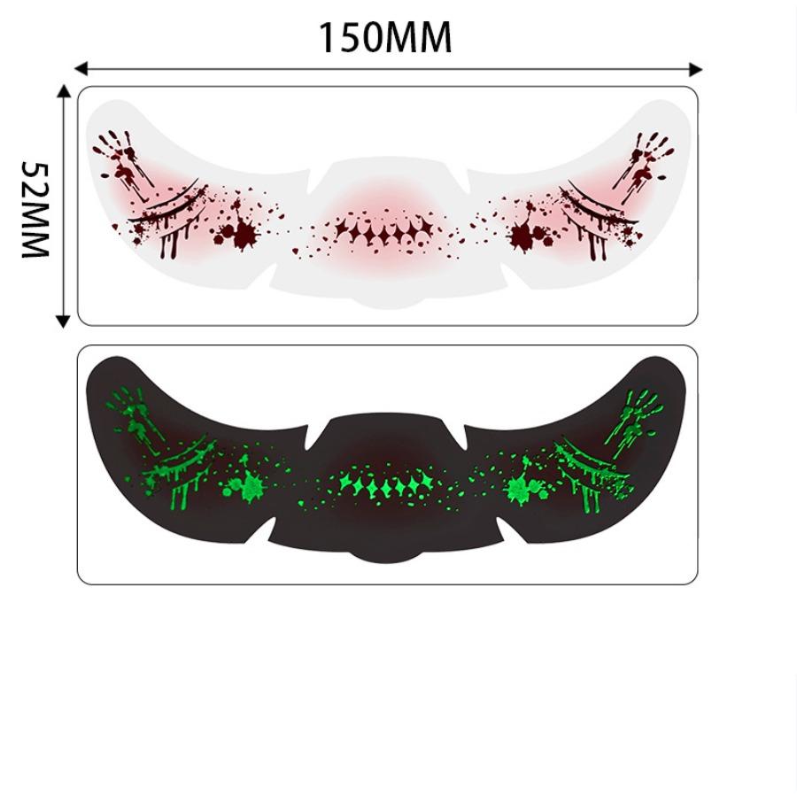 1/3/6pz Adesivi Tatuaggio Macchie di Sangue Faccia Luminosi di Halloween Impermeabili Adesivi Tatuaggio Lentiggini Adesivo Trucco per Feste di Halloween
