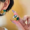 @Special Vintage French Romantic Elegant Rose Stud Earrings Delicate Green Earrings Flower Treasure