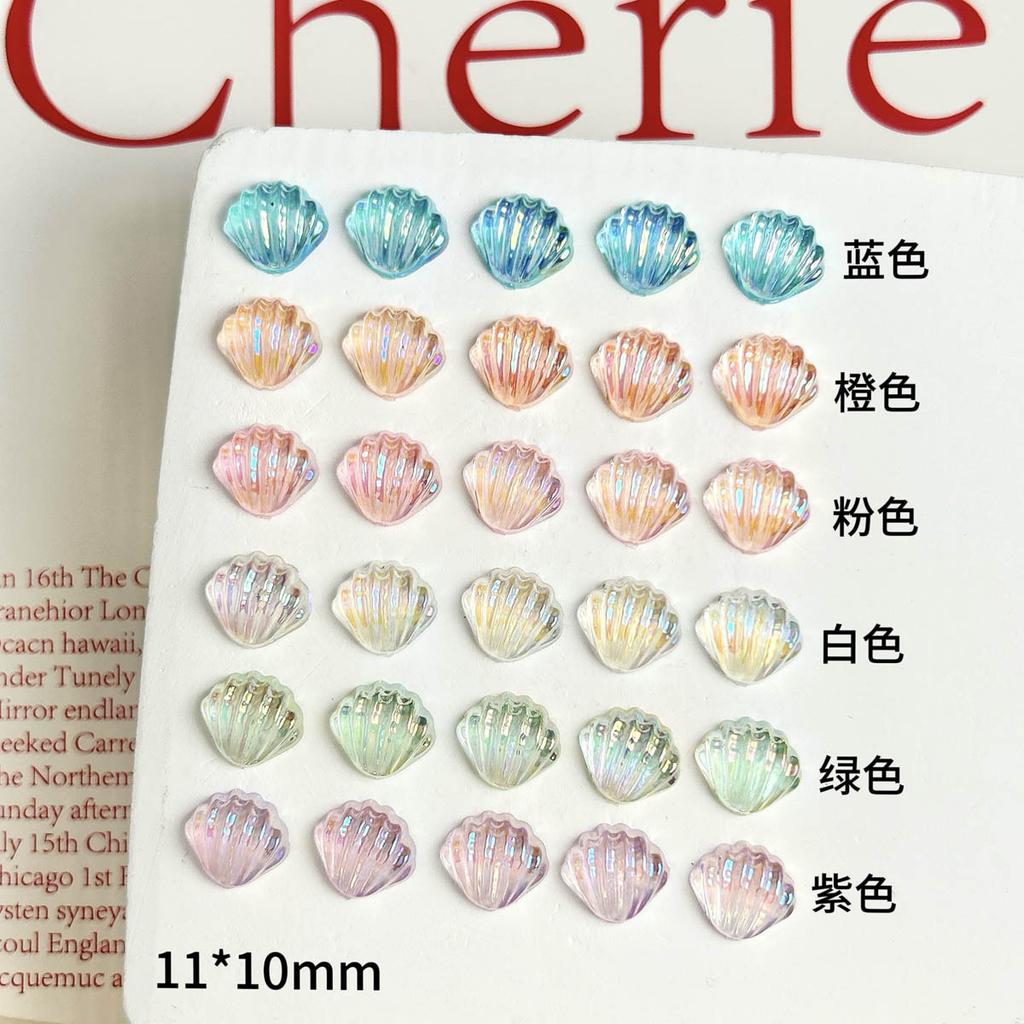 Aurora Colorful Scallop Shell DIY Accessories Hair Clips Nail Art Decorations Phone Case Headwear Resin Accessories