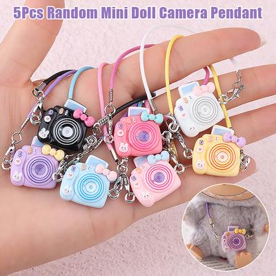 5Pcs Mini Doll Camera Pendant Cute Labubu Doll Decor Accessories Cartoon Pendant Dollhouse Camera Decoration Children Toys