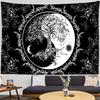 Bohemia Mandala Tapestry Sun and Moon Tapestry Wall Hanging Tarot Hippie Wall Rugs Room Dorm Decor Blanket Black and White Color