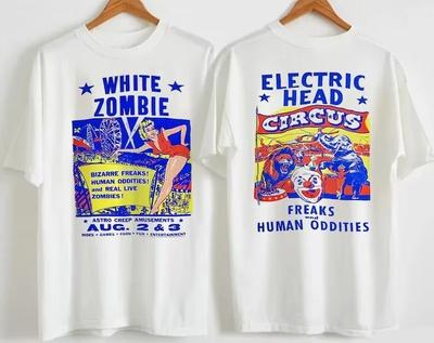 Retro White Zombie Electric Head Circus 1995 T-Shirt Summer New Men's and Women's Cotton Streetwear