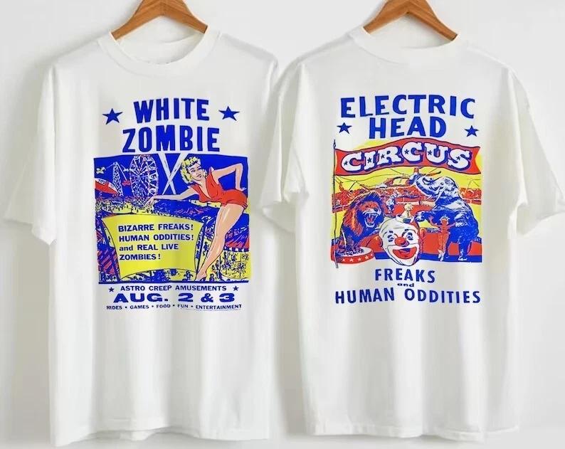 Retro White Zombie Electric Head Circus 1995 T-Shirt Summer New Men's and Women's Cotton Streetwear
