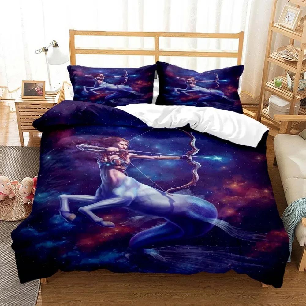 Zodiac Mermaid Digital Beding Set 3D Printed Suitable for Bedrom Soft with Soft Fabric Duvet Cover Set With Pilowcases Children Kids Home Textile