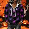 Women's Long Sleeve Hoodie Sweatshirt with Halloween Print for Casual Wear