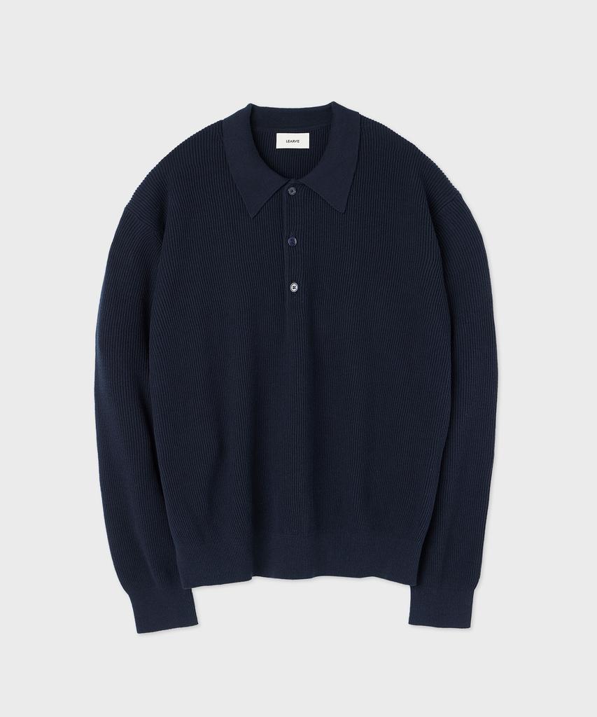 LEARVE Botanic Polo Collared Knit Navy