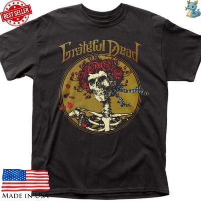 T-shirt Grateful Dead Crâne Roses Vintage Rock Band Graphique T-shirt Unisexe