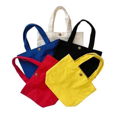Geantă de mână din pânză Cutie de prânz Mâner multifuncțional Închidere cu capse_Geantă mică de prânz din bumbac (5 culori)