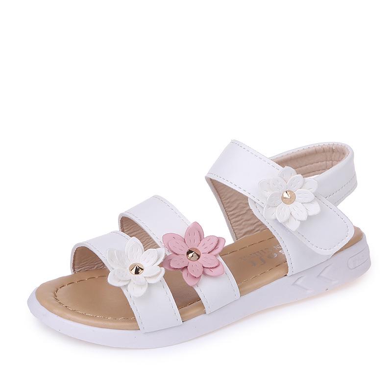 Charming Flower Girl's Summer Sandals | Princess Roman Shoes with Velcro for Toddlers and Kids