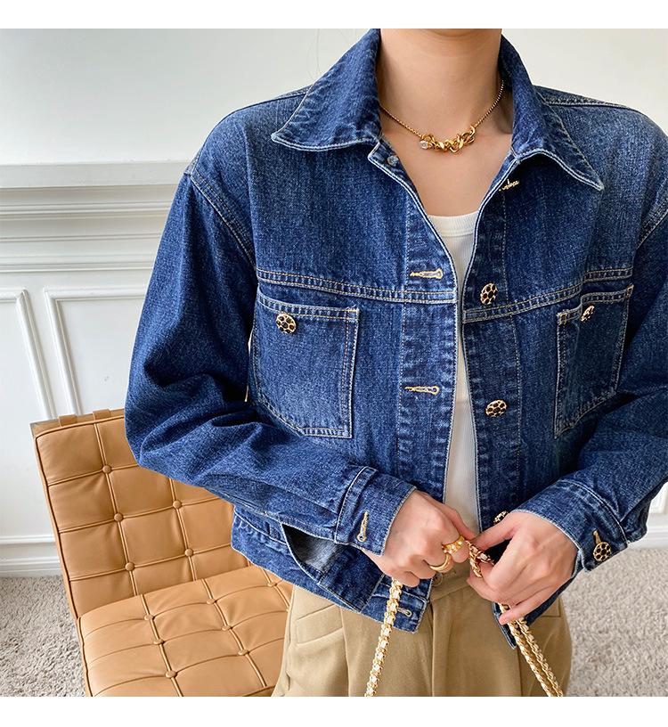 Elegant Spring/Autumn Denim Jacket for Women - Long Sleeve Small