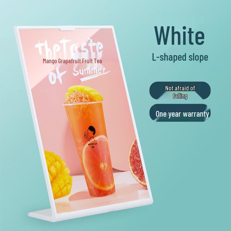 PS Anti-fall A4/A5 Table Card Holder: L-shaped Display Stand for Coffee, Milk Tea, and Beverage Menu