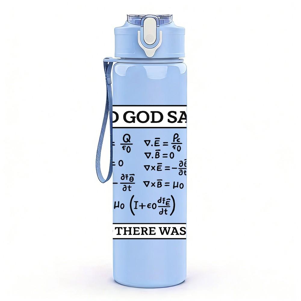 1PC And God Said Genesis Bible Quote Print 750ml Color Plastic Sports Water Bottle Leakproof Flip Straw Lid Suitable for Sports Office Home Use