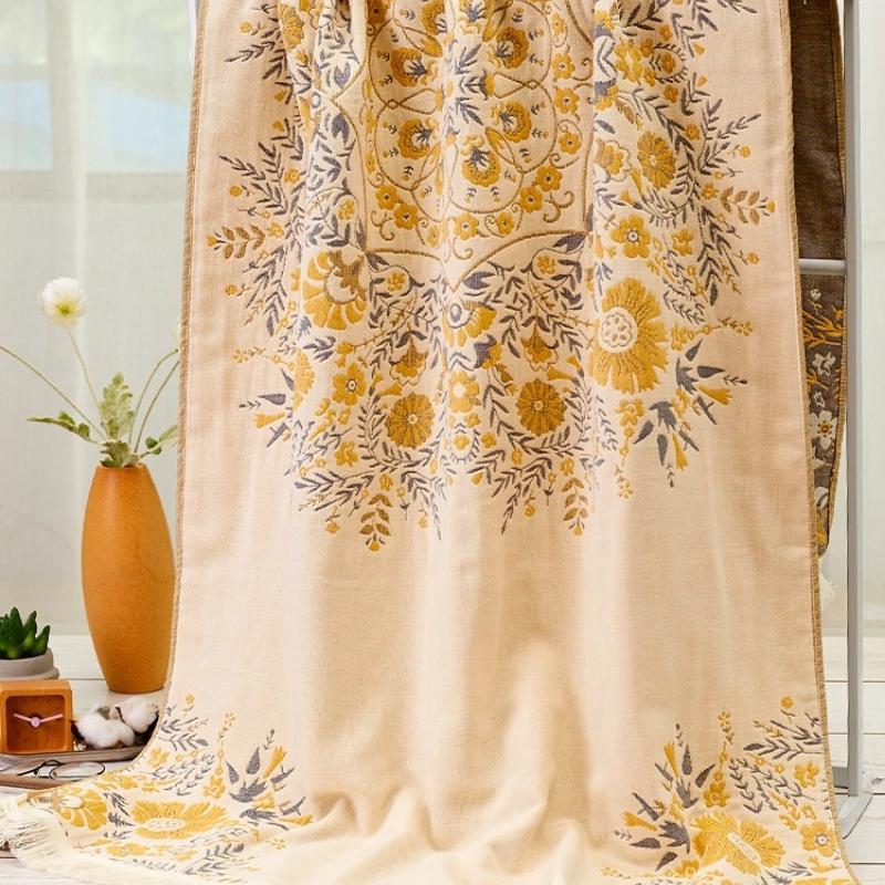 80 X 160cm Printing Pure Bath Towel, 100% Cotton Four Layer Gauze Breathable Towel ,Soft Absorbent Large Bath Towel for Home, 1pc