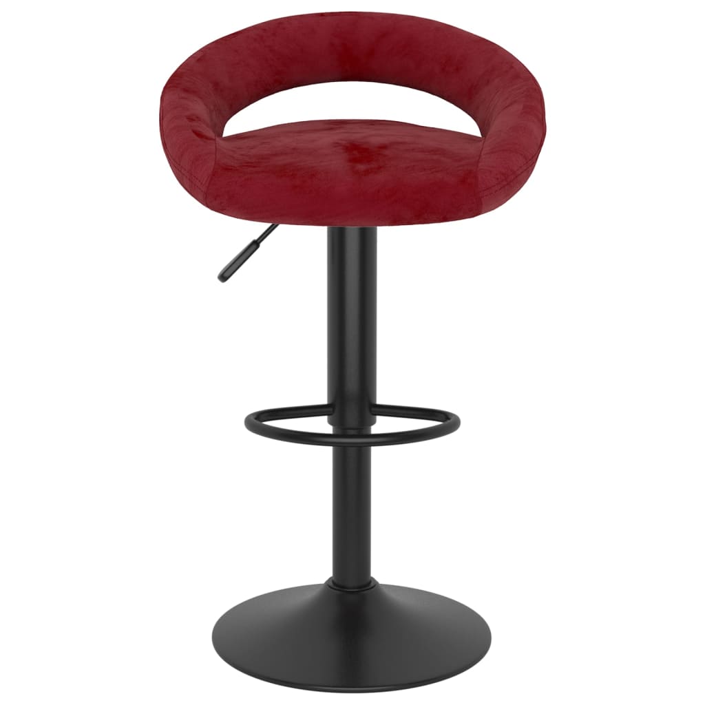 Bar Stool Set of 2 Wine Red Velvet