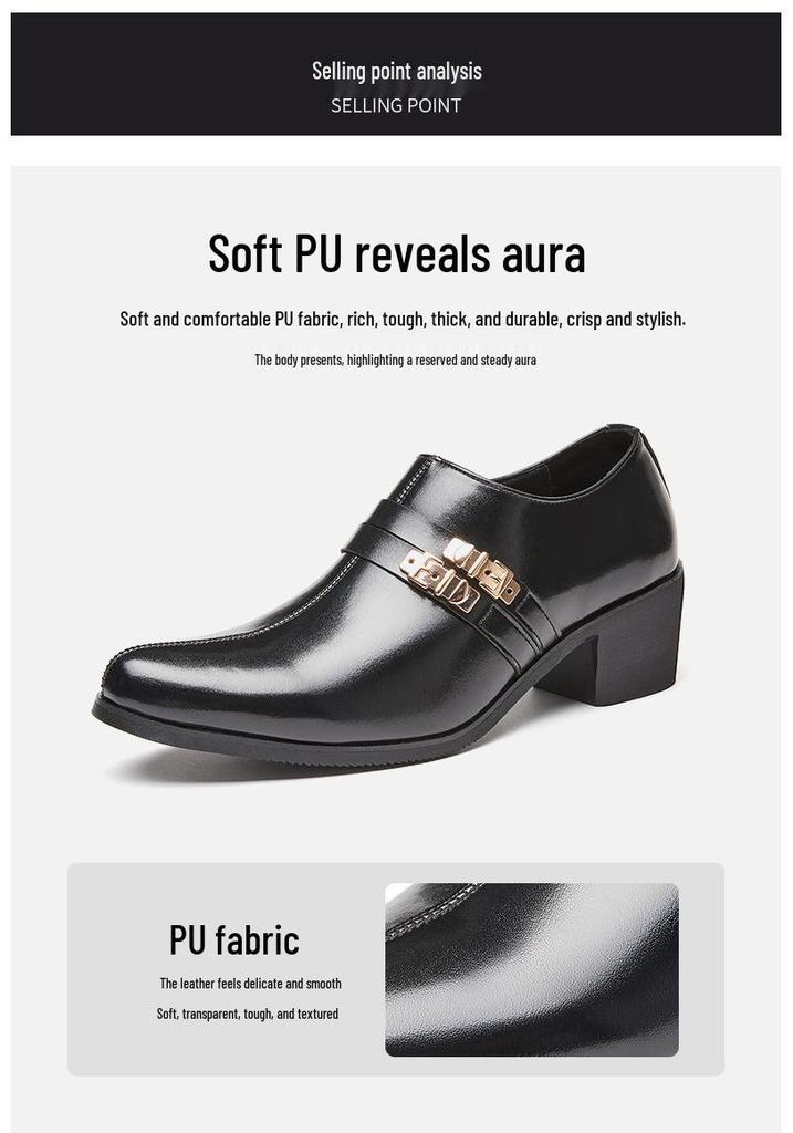 Men's New Arrival Pointed Toe Cuban Shoes - Large Size Casual & Formal Leather Heels for Weddings and Business.