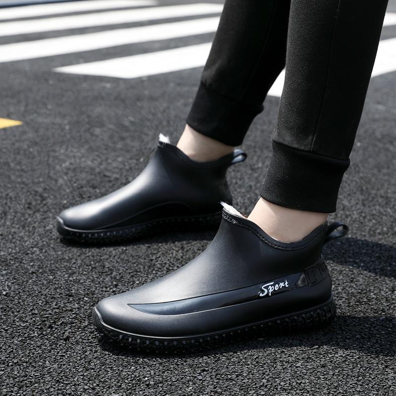 Mode kurze Regenstiefel Herren rutschfeste wasserdichte Küche Gummischuhe Autowäsche verschleißfeste Wasserschuhe