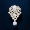 Fashionable Violet Pearl Pendant, Luxurious Rhinestone Inlaid Brooch, Charming Jewelry Accessories for Banquet Dresses, Gifts