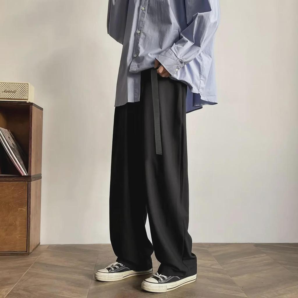 Men's Japanese Retro Wide-Leg Drape Trousers - Trendy, Loose-Fit Cityboy Style
