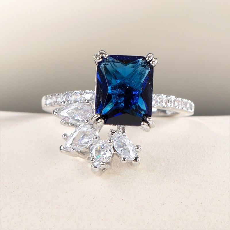 

Bella Box Циркон для свадебной церемонии и вечеринки, кольцо на палец, ослепительное серебряное кольцо, нежные женские кольца, модные украшения 10 синий