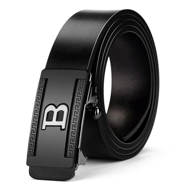 

Мужской ремень с автоматической пряжкой, из воловьей кожи, высококлассный, деловой ремень, для мужчин среднего и молодого возраста, повседневный, универсальный 125cm