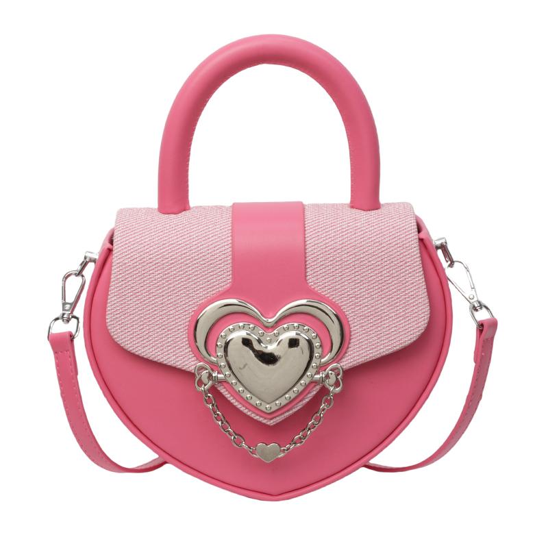 Heart Shaped Design Splicing Color Crossbody Bag Women New Fashion Love Metal Buckle One Shoulder Bag Korean Versatile Handbag