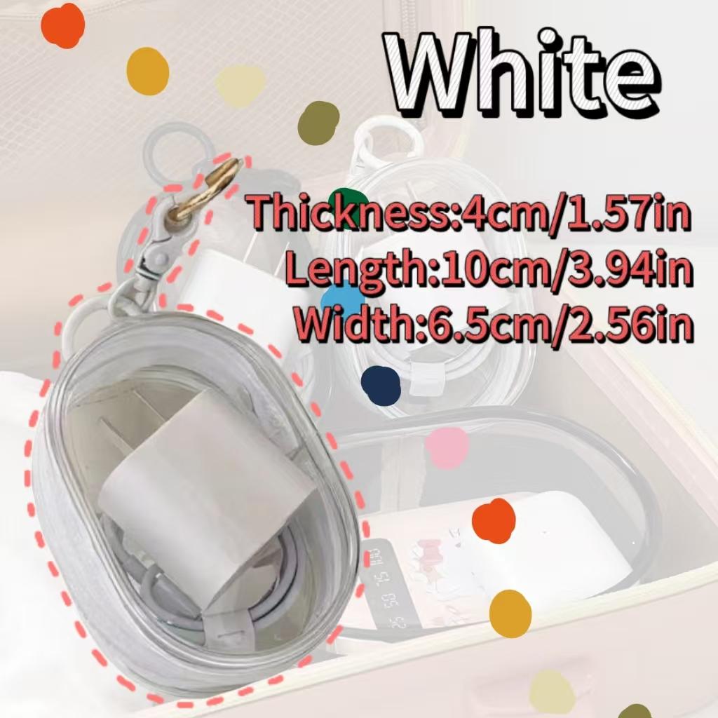 Portable Mini Transparent Storage Bag with Zipper, Multifunctional Headphone and Charger Case, Travel Accessories with Keychain