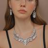 New Chinese style retro alloy necklace earring set with sparkling crystal design, high-end clavicle chain for women