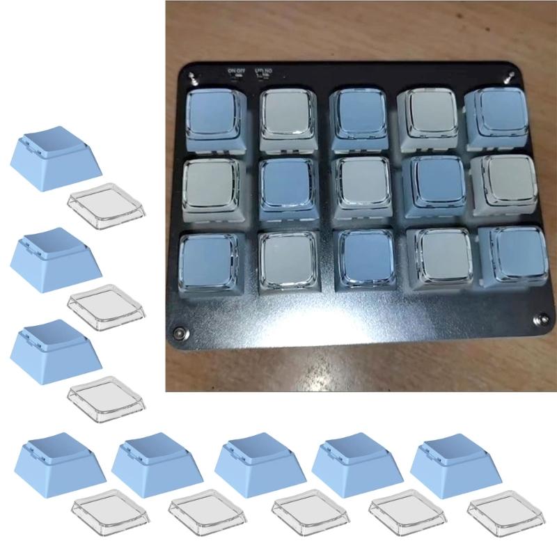 8pcs PBT Blank Keycap Set Cheey Profile PBT+PC 1U Keycaps for Mechanical Keyboards with Durability Classical Color