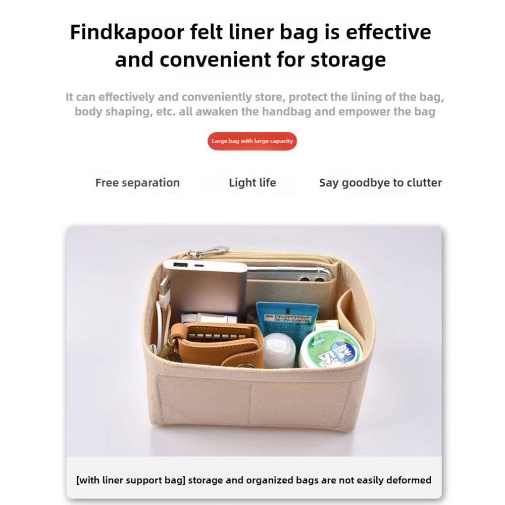 Purse Organizer Insert Felt Cloth Insert Bag Makeup Handbag Travel Inner Purse Cosmetic Toiletry Bags Fits For FK Bucket Bag