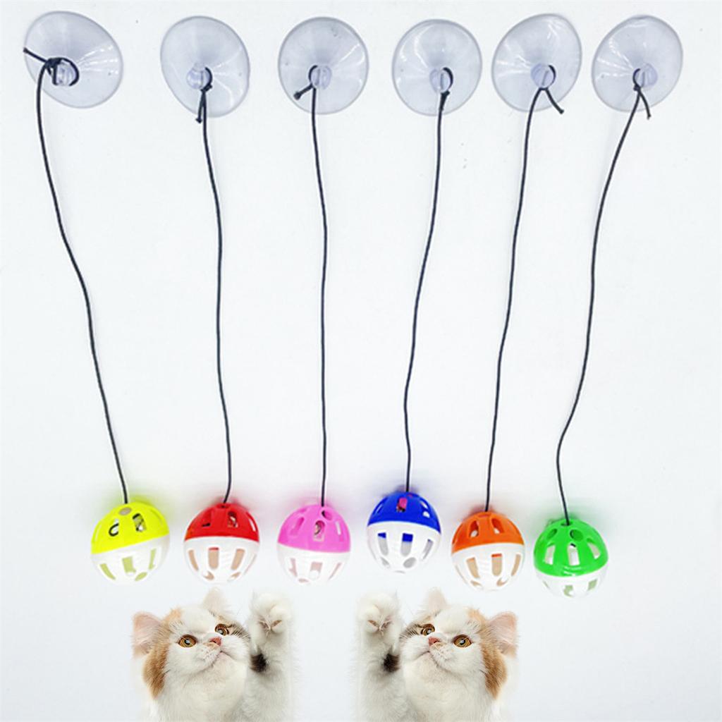 1/3Pcs Suction Cup Bell Elastic Ball Cat Toys Colorful Plastic Sounding Bell 38mm Interactive Self-Entertainment Funny Cat Ball