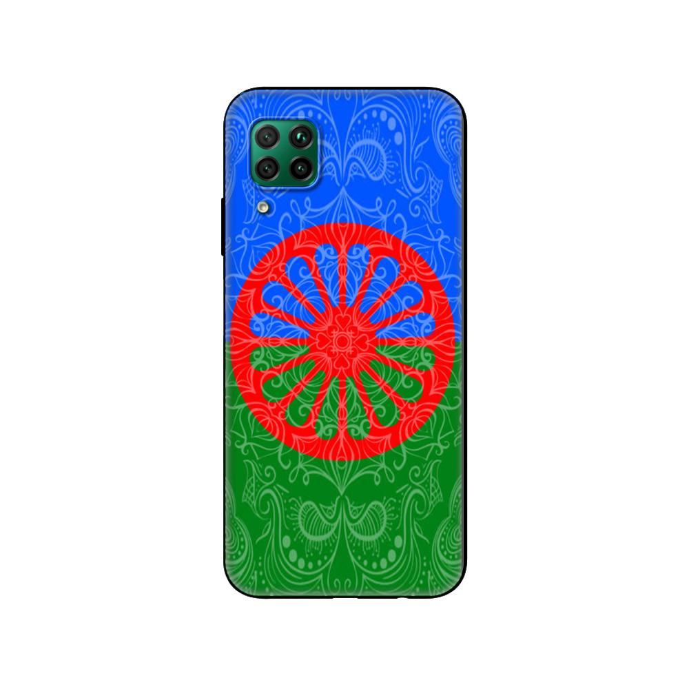Černé tpu pouzdro pro Huawei P30 Lite P30 Pro P40 pouzdro pro Huawei P40 LITE EP Smart 2020 Pouzdro Kryt Gypsy Romani Roma Flag