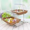 Double-Layer Rattan Bread Basket with Lid - Dessert Display Stand & Pastry Rack for Egg Tarts & Fruits
