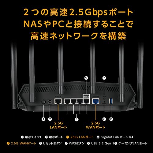 [.co.jp Limited] ASUS WiFi TUF-AX6000 Router bezprzewodowy Najnowszy standard WiFi 6 4804+1148Mbps v6 Plus/OCN Virtual Connect Kompatybilny z Dual Band Gaming. Du