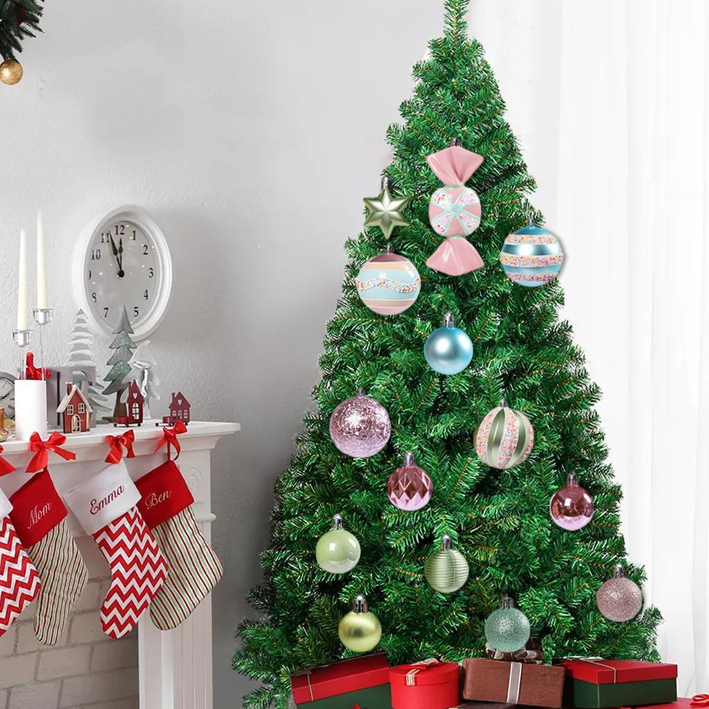 70pcs Macaron Christmas Large Size Colorful Holiday Birthday Electroplating Painting Hanging Ornaments