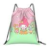 Custom M-Melodies Drawstring Bags Men Women Lightweight Rabbit Anime Sports Gym Storage Backpack