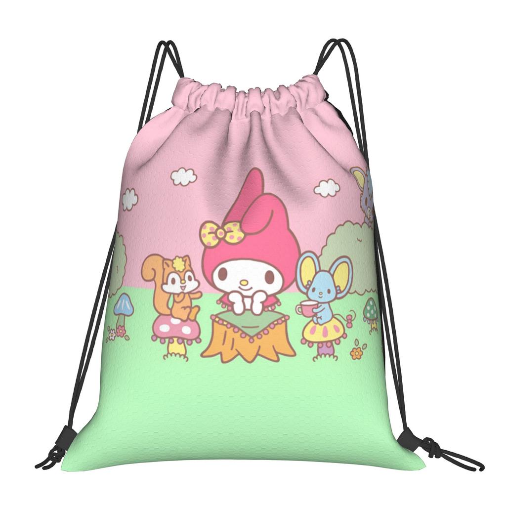 Custom M-Melodies Drawstring Bags Men Women Lightweight Rabbit Anime Sports Gym Storage Backpack
