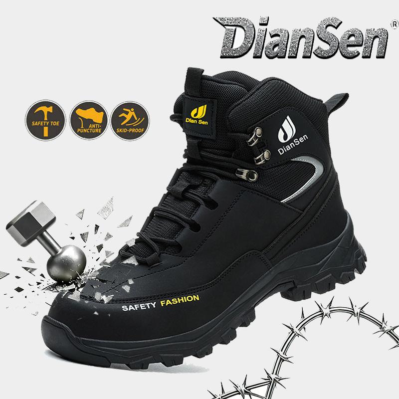 Men's High Top Work Safety Boots Steel Toe Work Shoes Anti-Smash & Anti-Puncture Boots - Stylish, Lightweight for Logistics Work