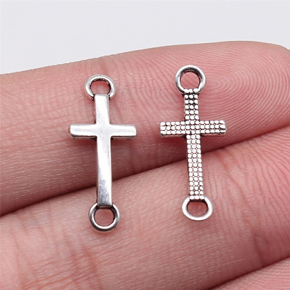 40pcs Tibetan Bronze Silver Color Pendants Antique Jewelry Making DIY Handmade Craft Small Cross Charms For Jewelry Making