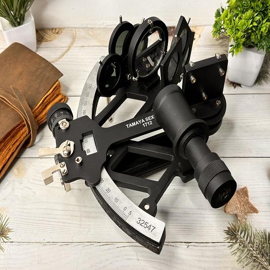 Tamaya Working Sextant,  Maritime Navigational Instrument With Wooden Box, Astrolabe Ships Instrument, Navigational Sextant