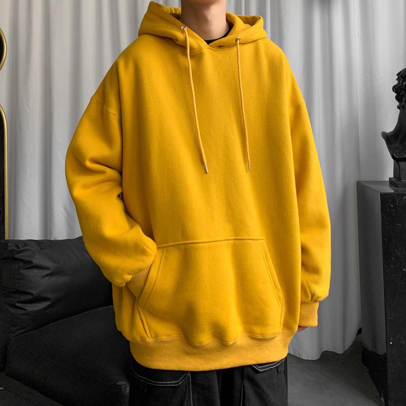 Solid Color Sweater Spring And Autumn Hong Kong Style Couple Hooded Jacket Loose Trend Student Autumn Clothes