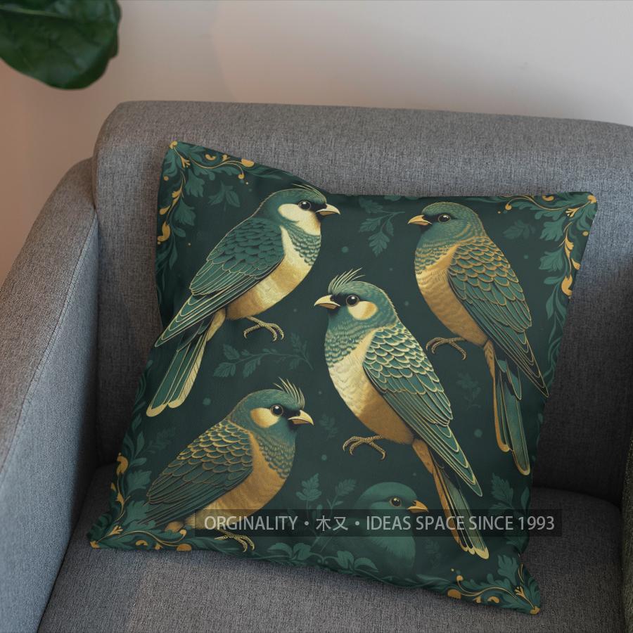 2D Exquisite Birds Pattern Decorative Pillow Cover Pattern Cushion Cover Suitable For Sofa Bedroom Car Pillow Cover