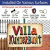 2D Flat Aluminum Sign Measuring 8*12 Inches, Featuring The Playful Letters of Villa Kunterbunt, Suitable for Living Rooms, Bedrooms, and Offices. It