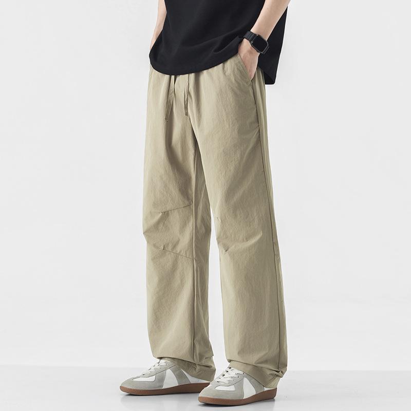 American Trendy Brand Three-dimensional Tailoring Loose Straight Casual Pants Men's Solid Color Simple and Versatile Wide-leg Drape Long Pants
