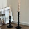 Ins American retro black wrought iron candlestick dining table atmosphere decoration ornament Roman pillar candle stand