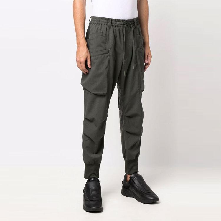 Y-3 FW21 Multi-Pocket Drawstring Cuffed Casual Pants Men pants Green HB3427