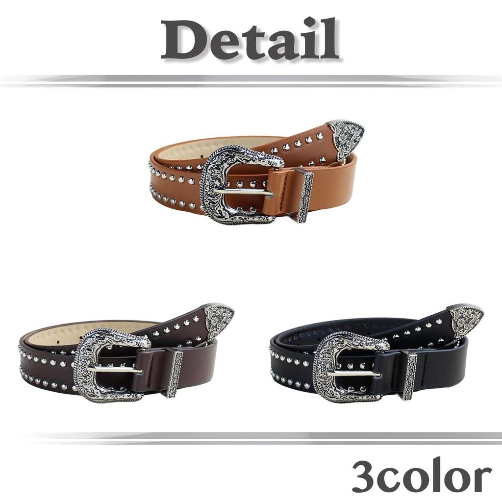 [White Fang] Belt Buckle Rivet Retro Punk Hip Hop Stylish Men's Women's BTA362 (Black)