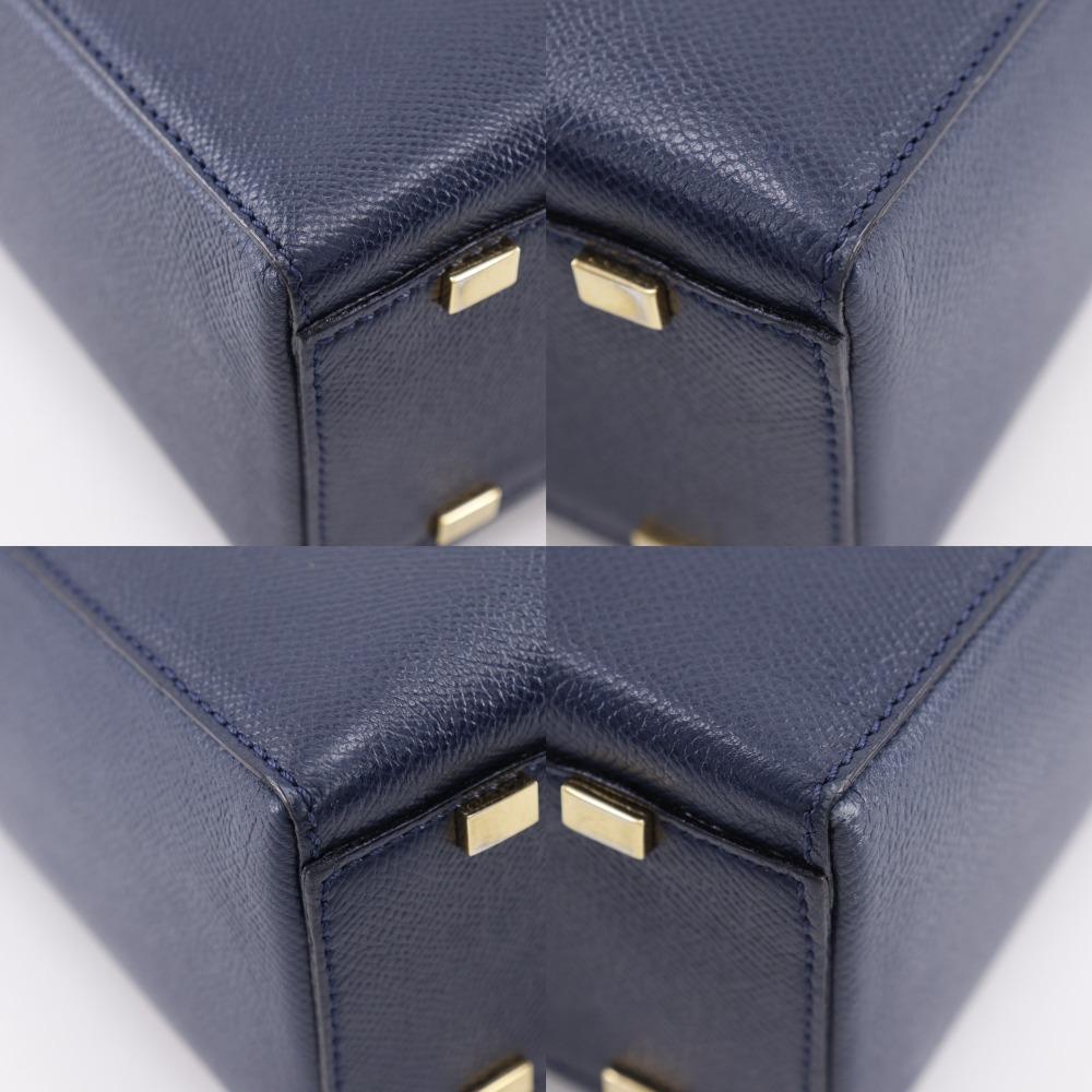 Celine 2WAYShoulder Handbag MC1739 Vintage Navy Blue Calfskin Women Used