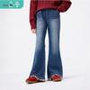 Xiaoyiman Girls' Lace Trim Bootcut Jeans