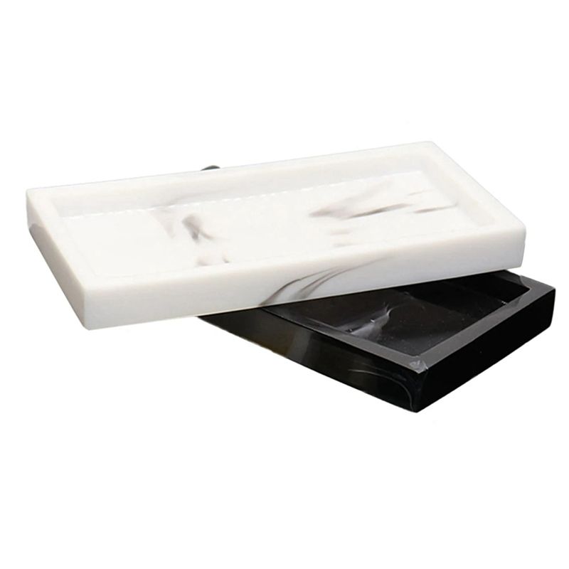 AEE4-Marble Pattern Resin Tray Non Slip Rectangular Plate Countertop Bathroom Soap Shampoo Storage Tray Home Decor