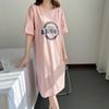 Pure Cotton Short Sleeve Breastfeeding Dress - Mid-Length Maternity/Postpartum Nightdress for Hot Mom Style